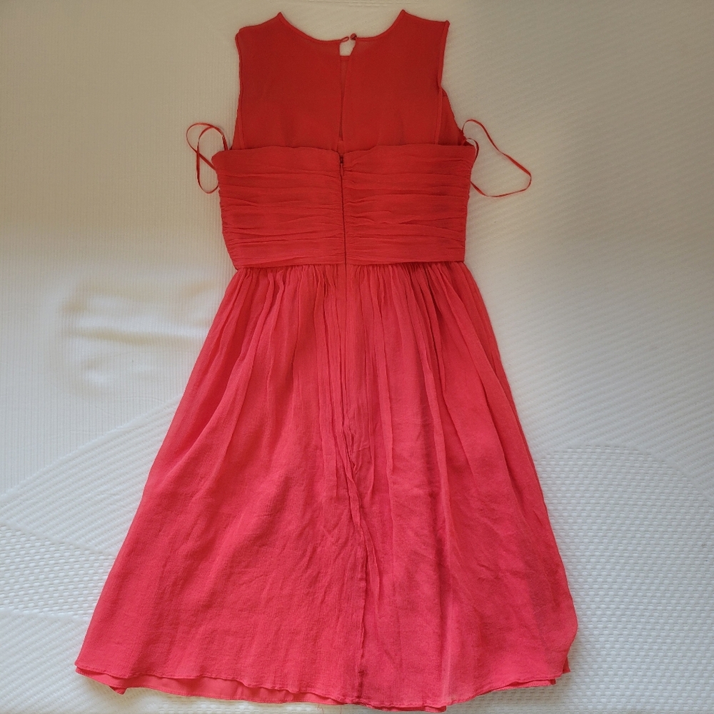 J. Crew Silk Chiffon Coral Dress Size 2 - Picture 4 of 7
